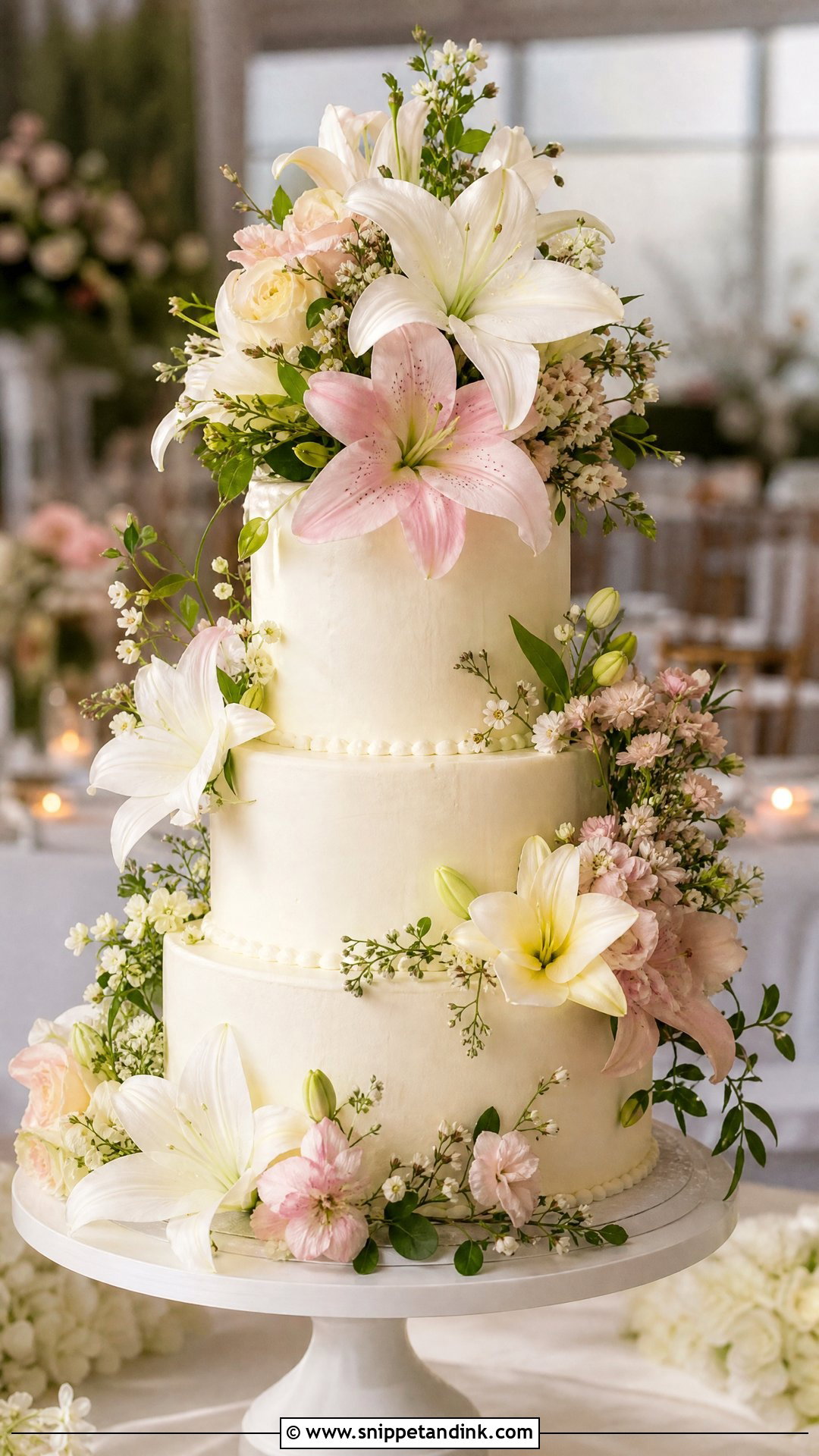 Lily Garden Wedding Cake - Snippet and Ink - 25 Lily Flower Cake Ideas for Wedding