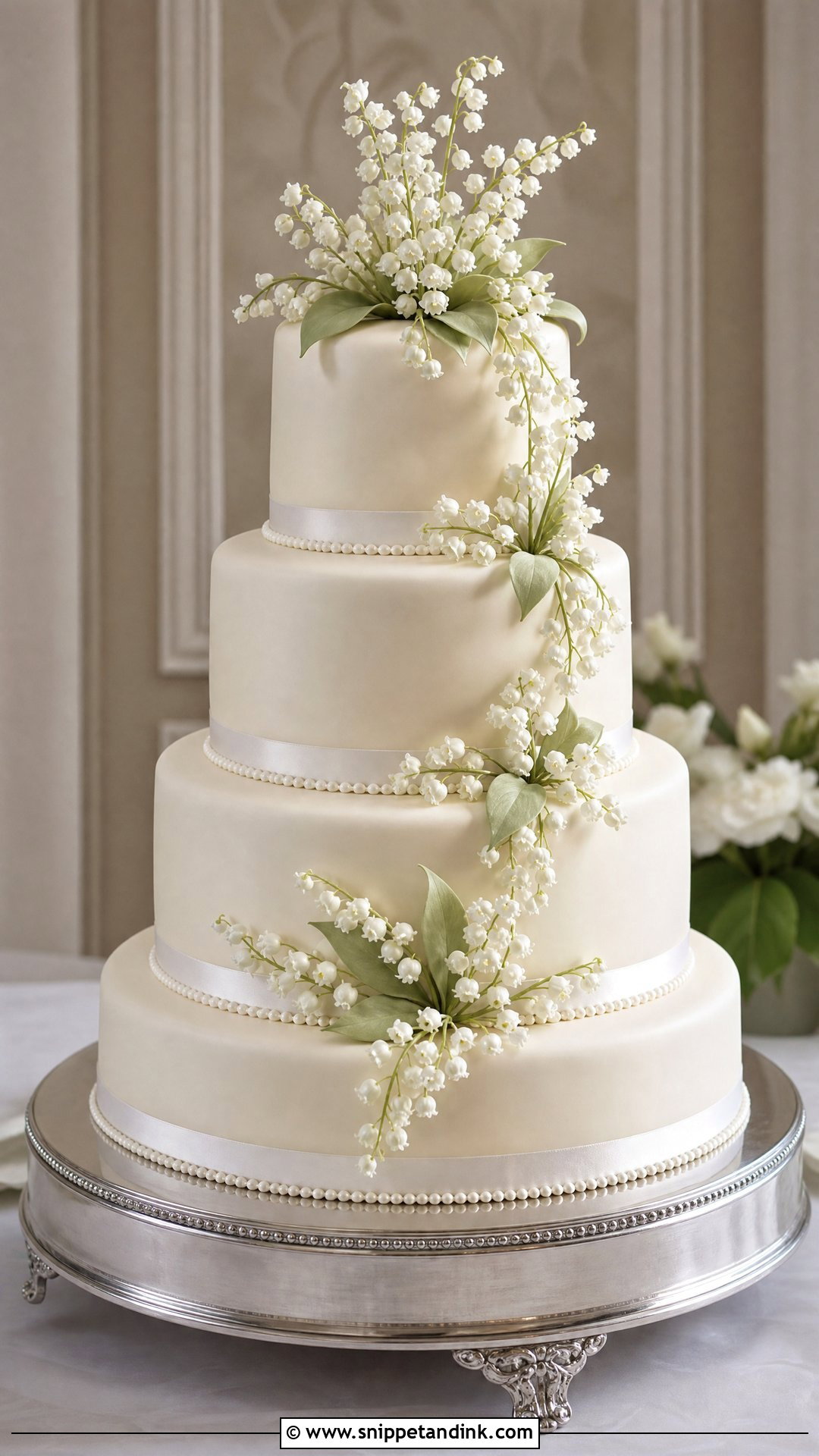 Lily Of The Valley Wedding Cake - Snippet and Ink - 30 Cake Bouquet Ideas for Wedding