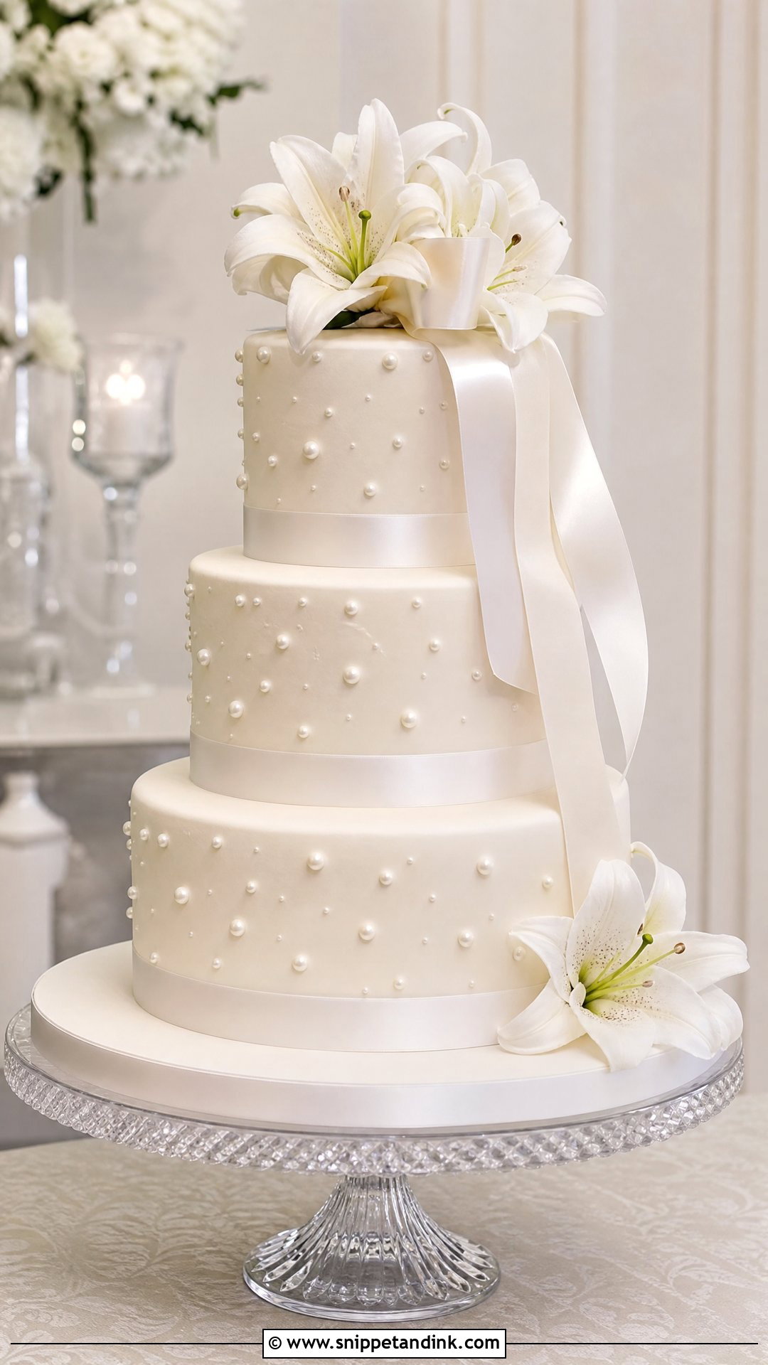 Lily Pearl Wedding Cake - Snippet and Ink - 25 Lily Flower Cake Ideas for Wedding