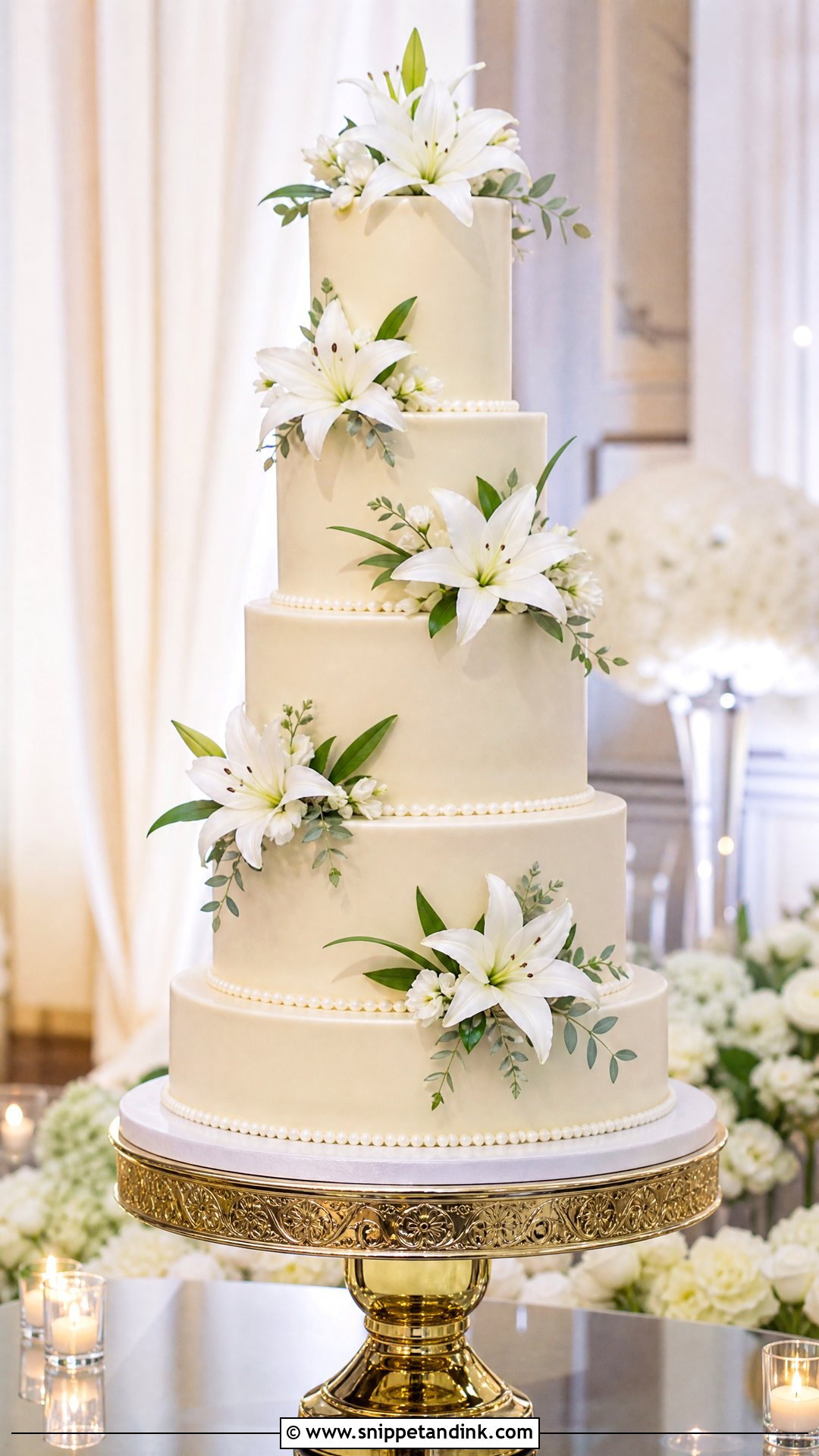 Lily Tiered Wedding Cake - Snippet and Ink - 25 Lily Flower Cake Ideas for Wedding