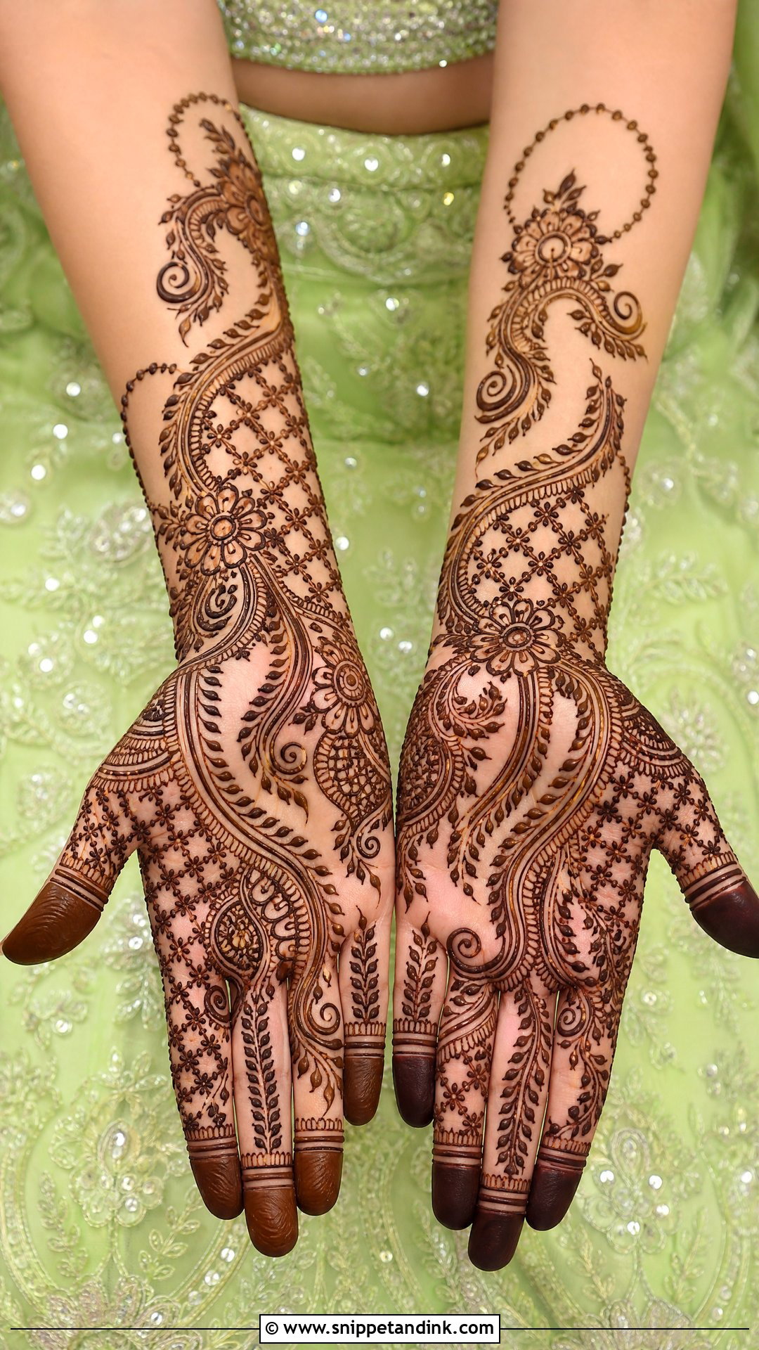 Lime Green Mehndi Lehnga Design - Snippet and Ink - 25 Mehndi Lehnga Designs