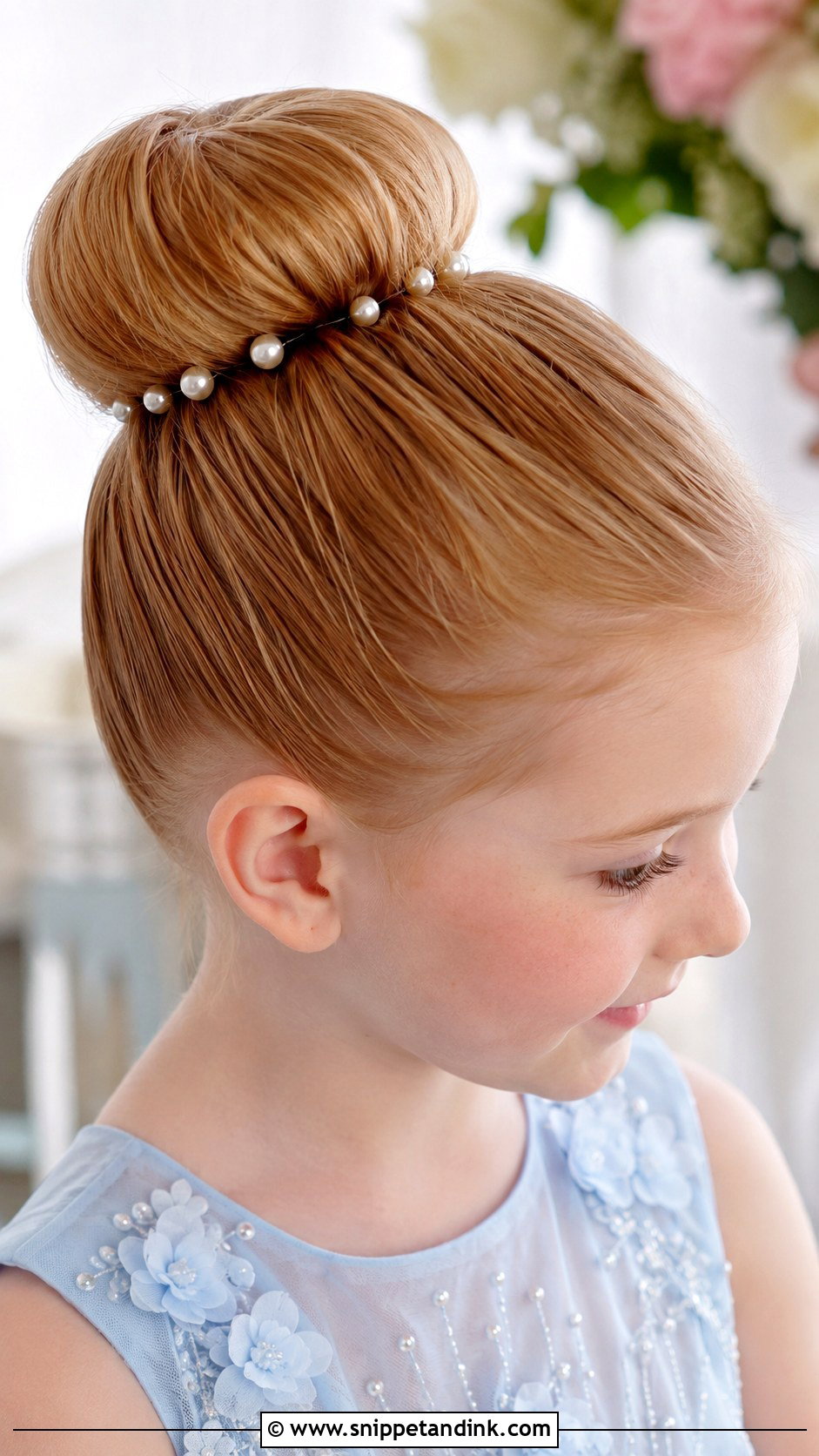 Little Girl High Bun - Snippet and Ink - 15 Wedding Hairstyles for Little Kids