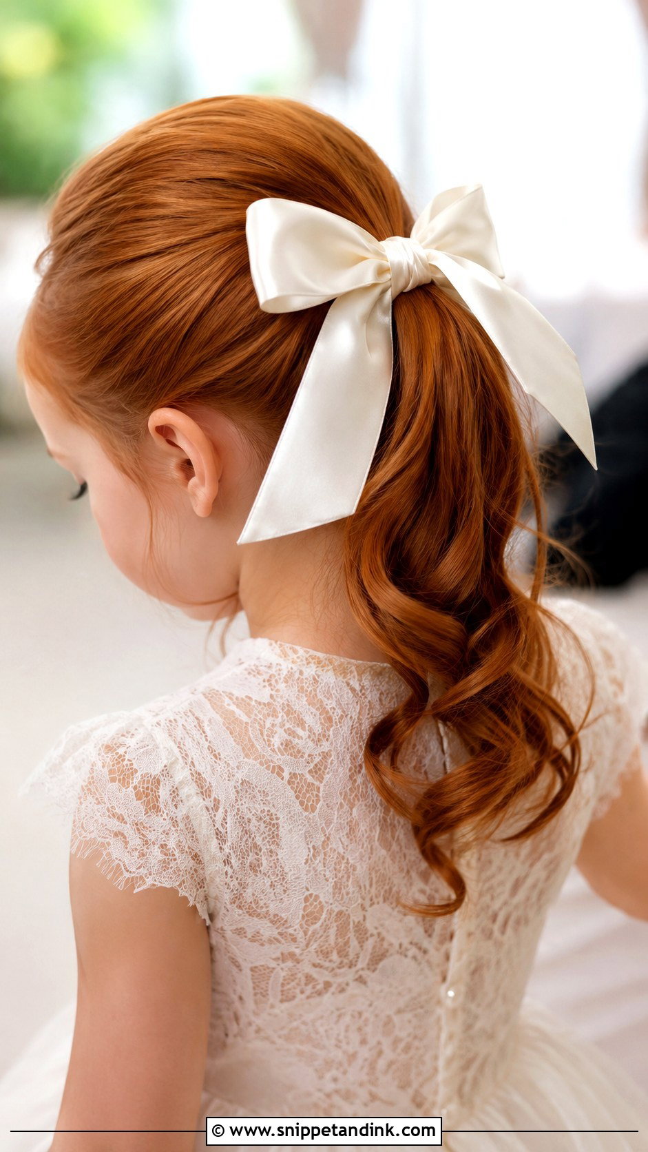 Little Girl Ponytail With Bow - Snippet and Ink - 15 Wedding Hairstyles for Little Kids