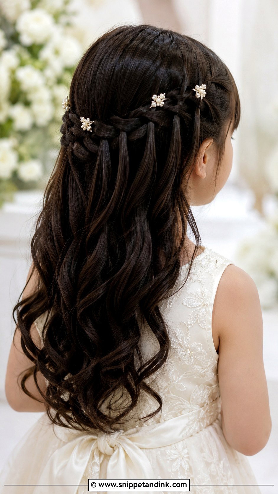 Little Girl Waterfall Braid - Snippet and Ink - 15 Wedding Hairstyles for Little Kids