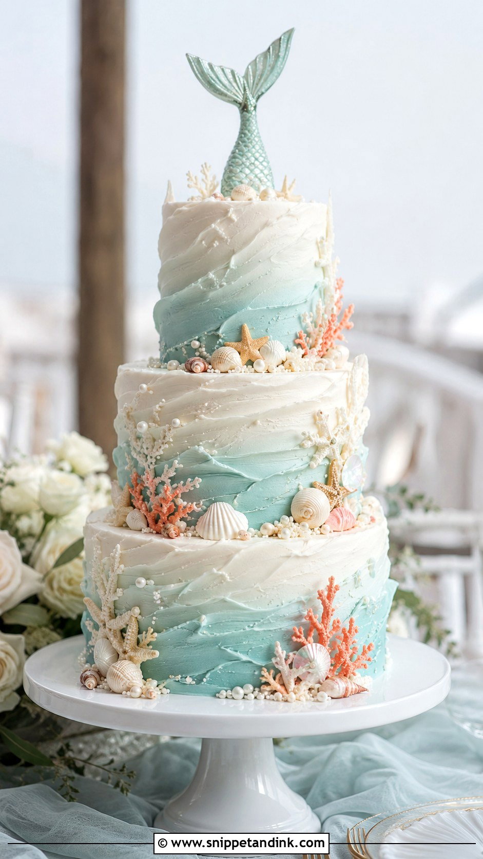 Little Mermaid Wedding Cake - Snippet and Ink - 20 Disney Wedding Cake Ideas
