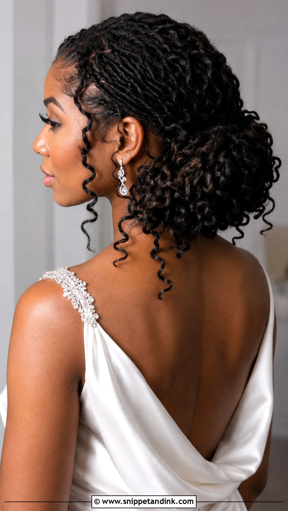 Loc Bun With Curls - Snippet and Ink - 25 Locs Wedding Hairstyles Brides