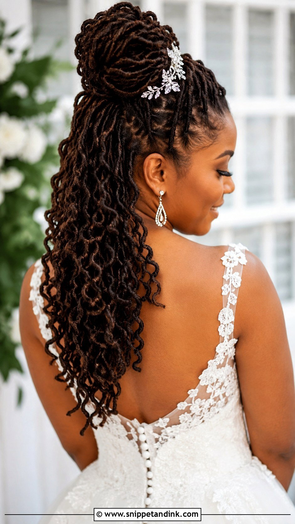 Loc Bun With Curls - Snippet and Ink - 25 Bridal Locs Hairstyles