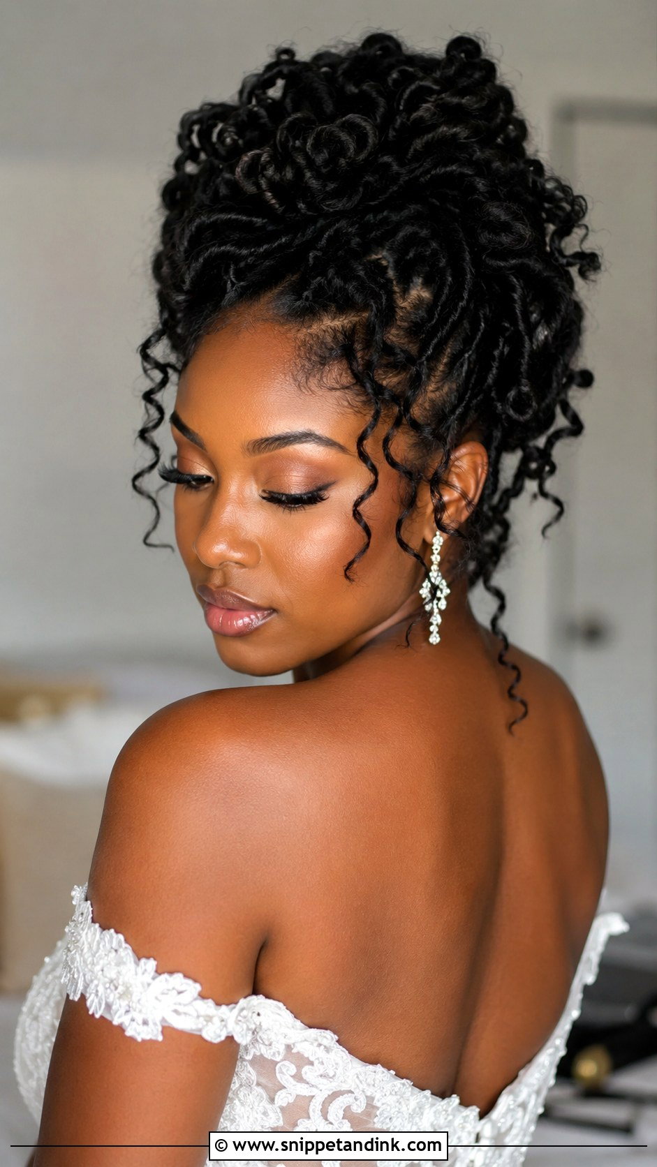 Loc Bun With Veil - Snippet and Ink - 25 Locs Wedding Hairstyles Brides