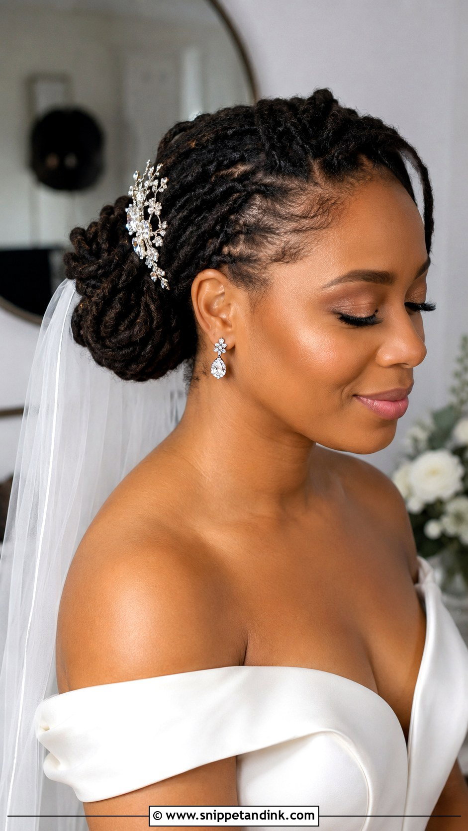 Loc Chignon With Veil - Snippet and Ink - 20 Loc Wedding Hairstyles Brides