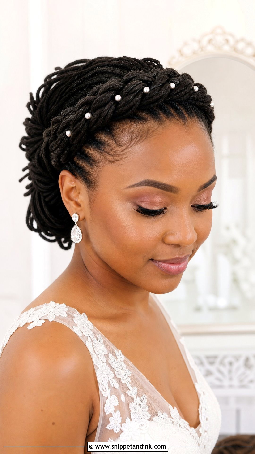 Loc Crown Braid for Wedding - Snippet and Ink - 20 Wedding Hairstyles for Locs