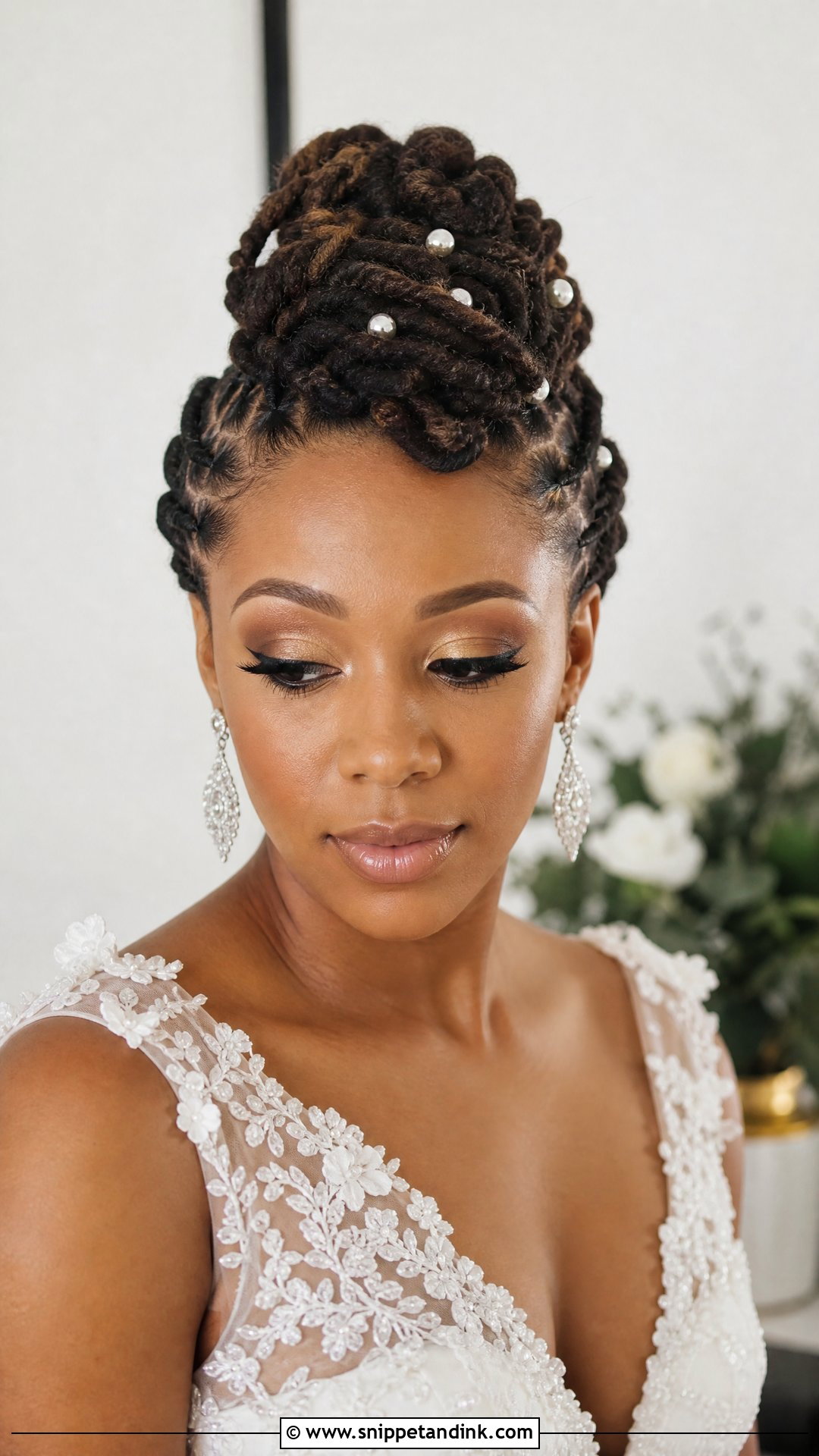 Loc Faux Hawk Updo - Snippet and Ink - 25 Bridal Dreadlock Hairstyles