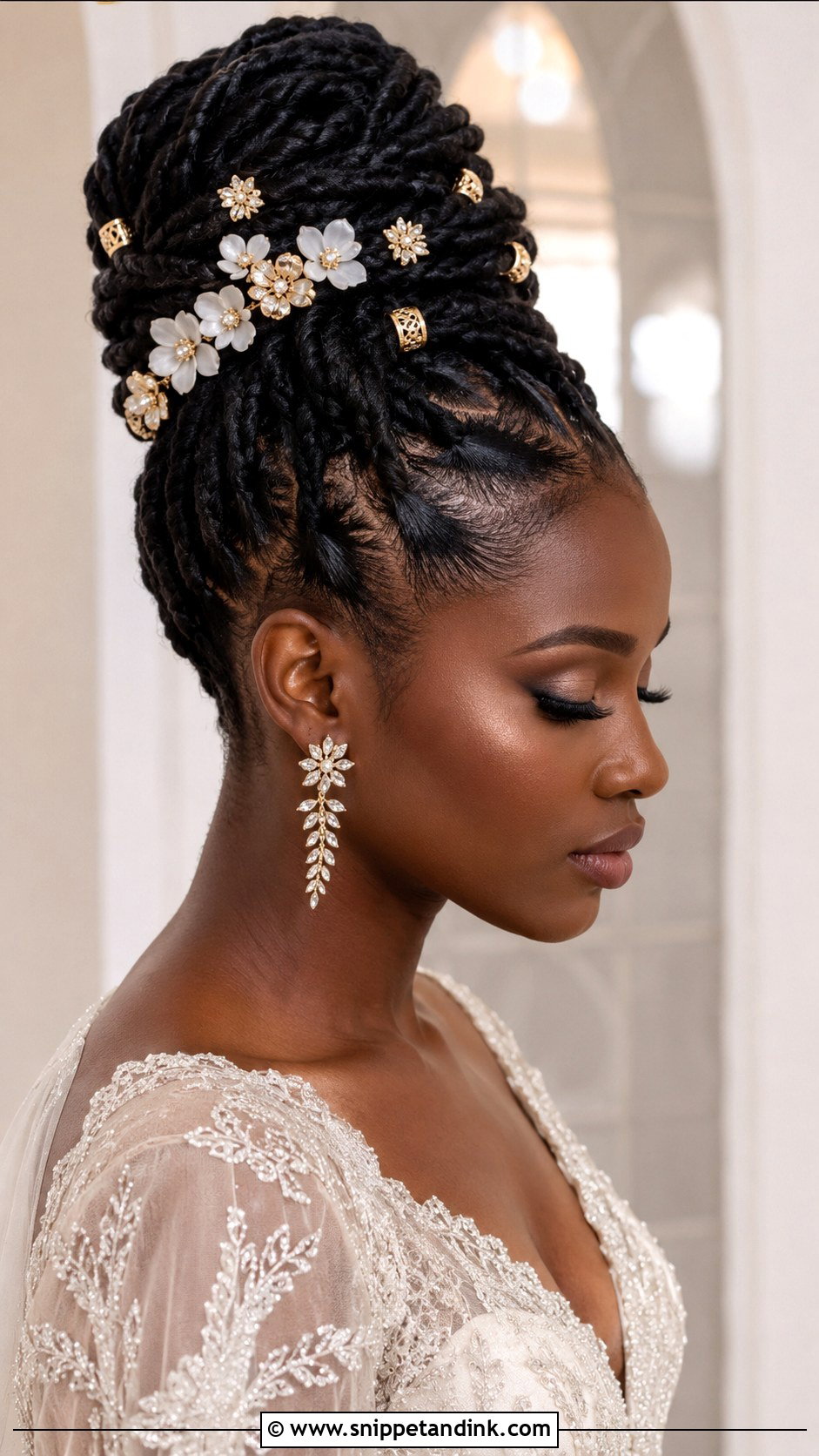 Loc Goddess Braids Updo for Brides - Snippet and Ink - 20 Dreadlocks Wedding Hairstyles Brides