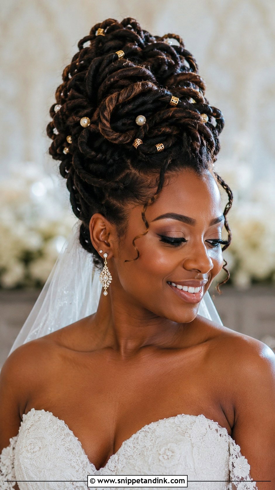 Loc Goddess Updo - Snippet and Ink - 25 Locs Wedding Hairstyles Brides