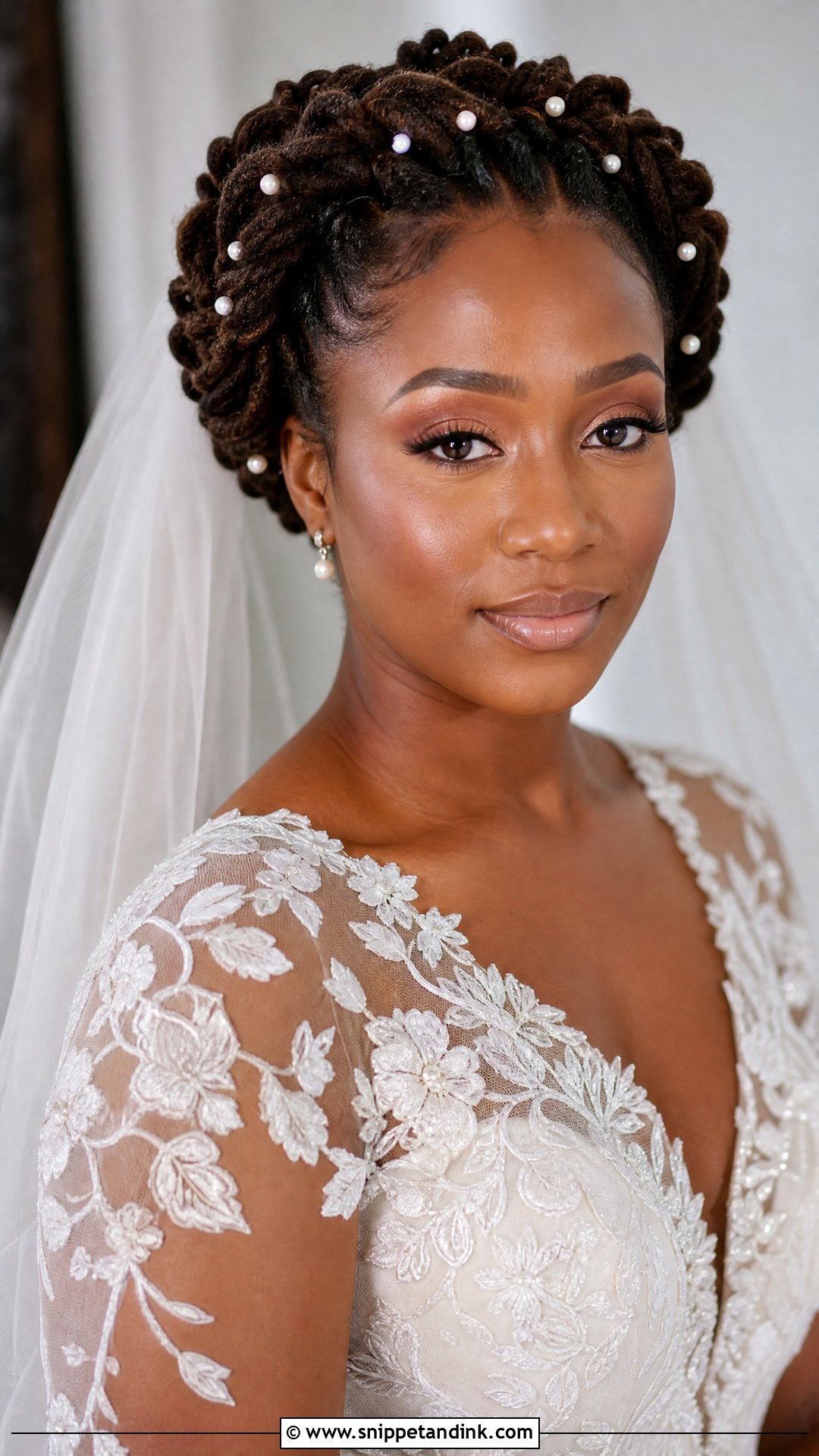 Loc Halo Updo - Snippet and Ink - 20 Loc Wedding Hairstyles