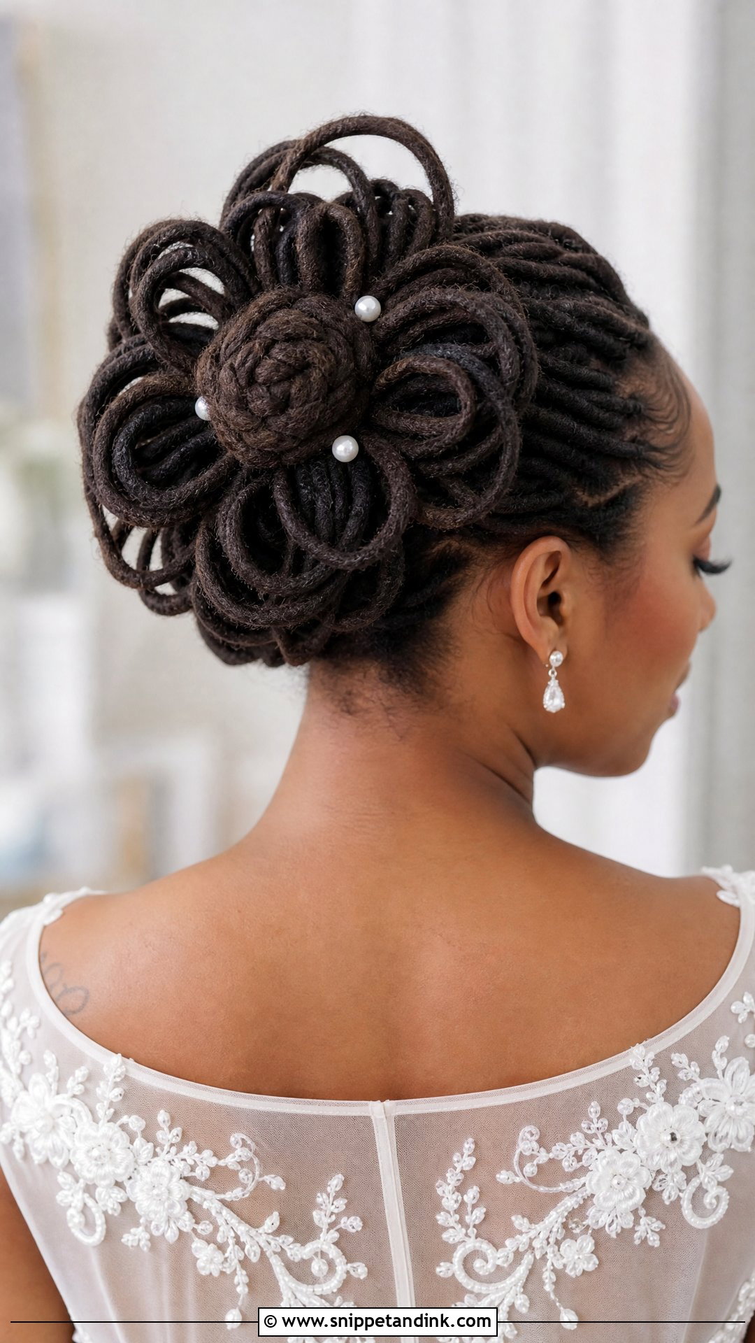 Loc Petal Bun - Snippet and Ink - 20 Loc Wedding Hairstyles