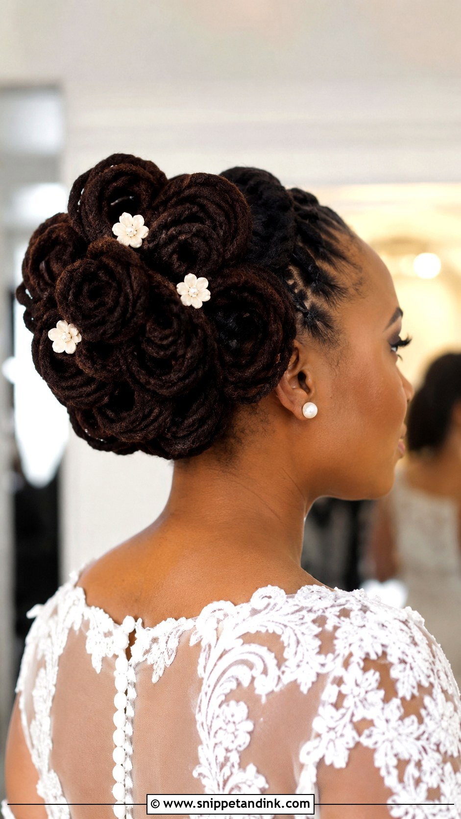 Loc Petal Bun Wedding Hair - Snippet and Ink - 15 Wedding Hair Locs
