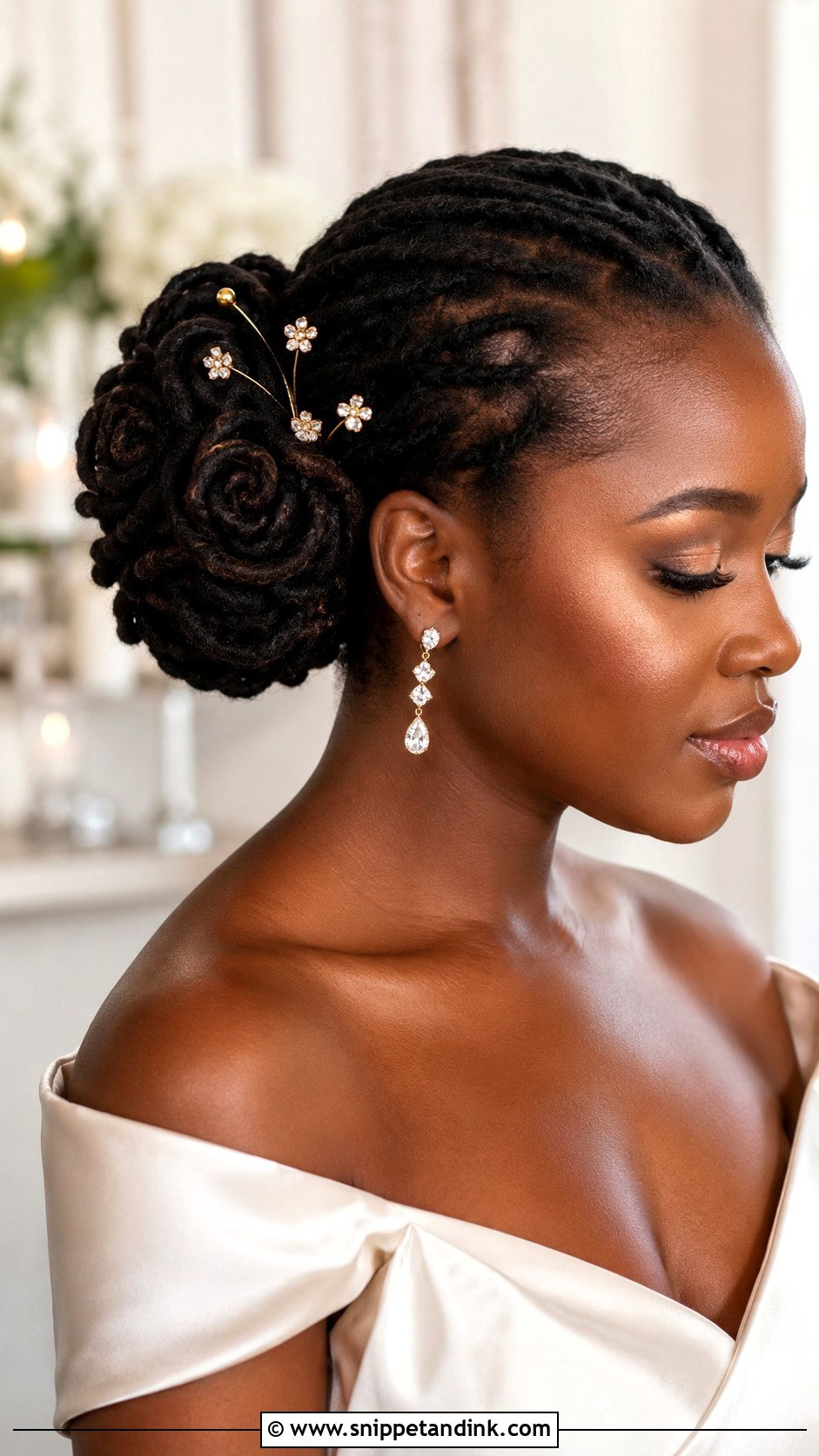 Loc Petal Bun - Snippet and Ink - 15 Locs Styles for Wedding