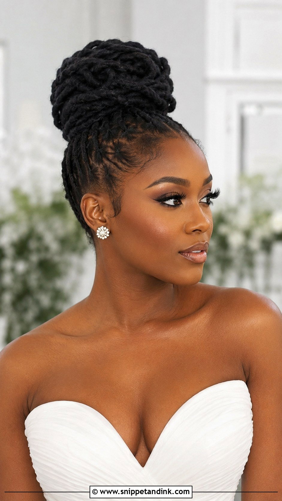 Loc Top Knot for Brides - Snippet and Ink - 25 Locs Wedding Hairstyles Brides