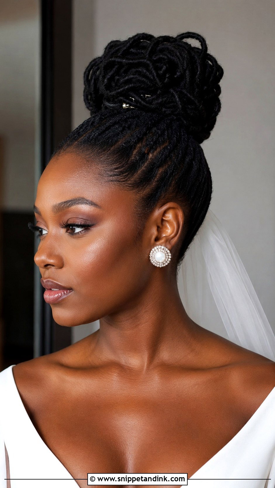 Loc Top Knot for Brides - Snippet and Ink - 20 Dreadlocks Wedding Hairstyles Brides