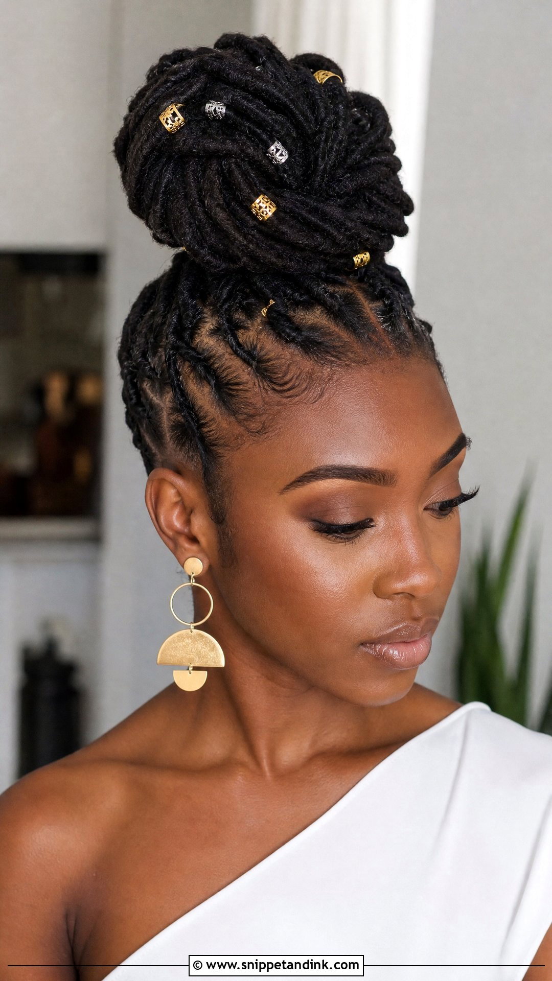 Loc Top Knot with Cuffs - Snippet and Ink - 20 Loc Wedding Hairstyles