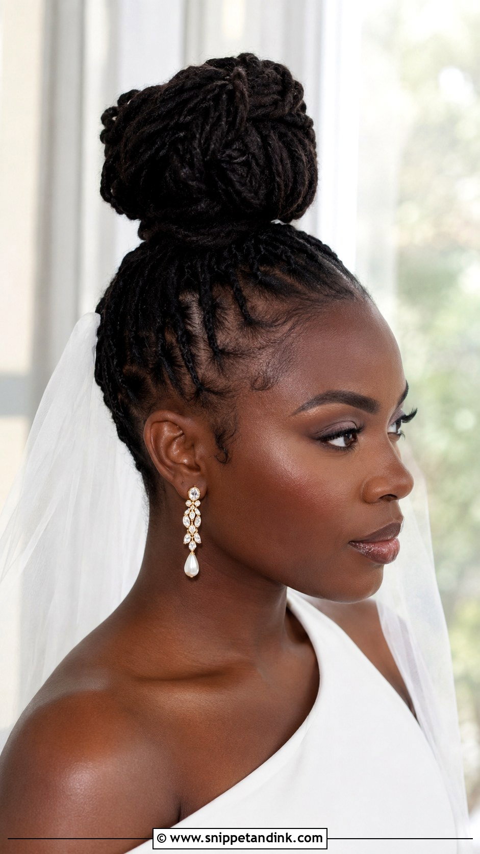 Loc Top Knot - Snippet and Ink - 20 Loc Wedding Hairstyles Brides