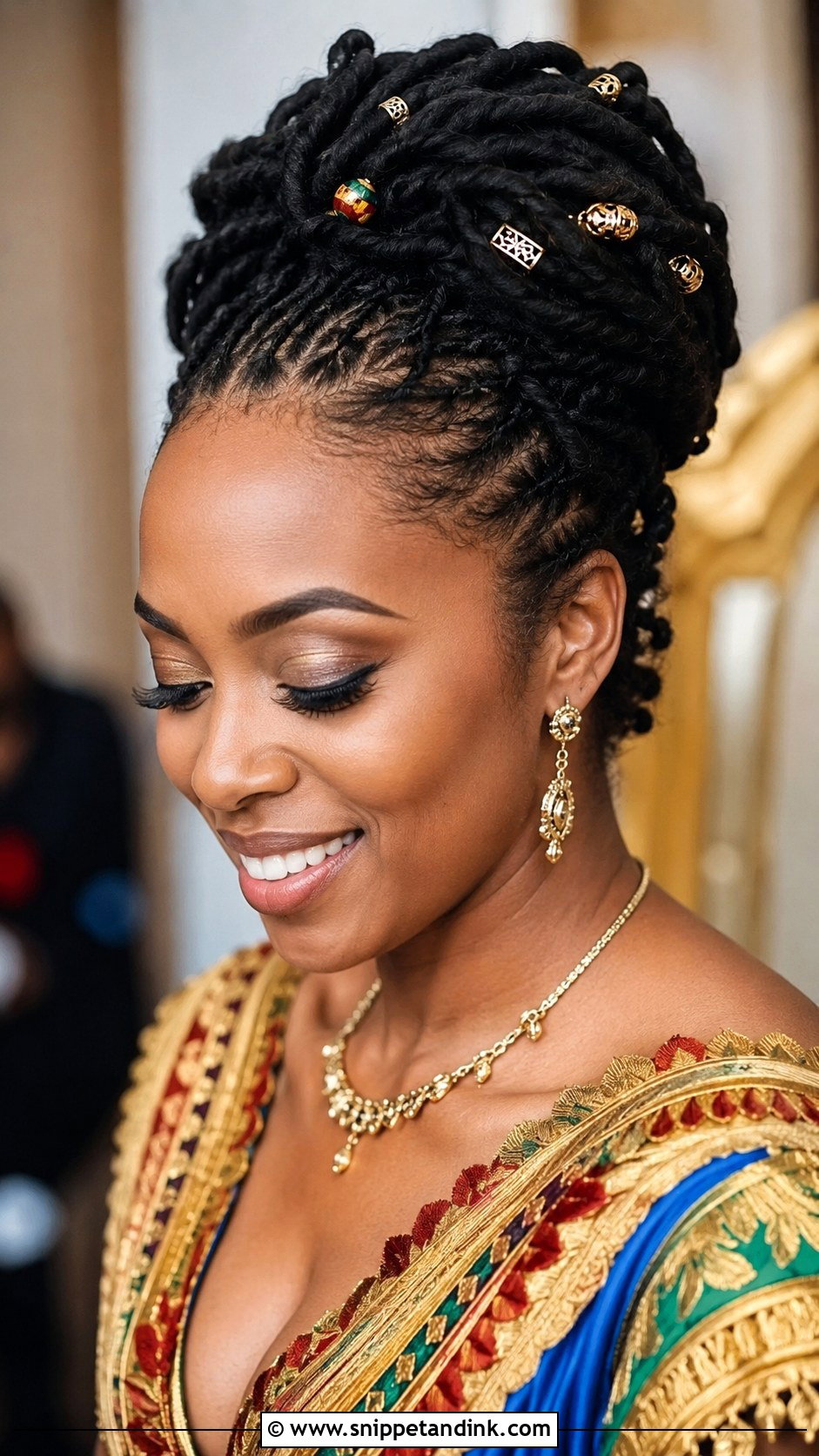 Loc Updo With Beaded Accents - Snippet and Ink - 30 Dreadlock Wedding Hairstyles