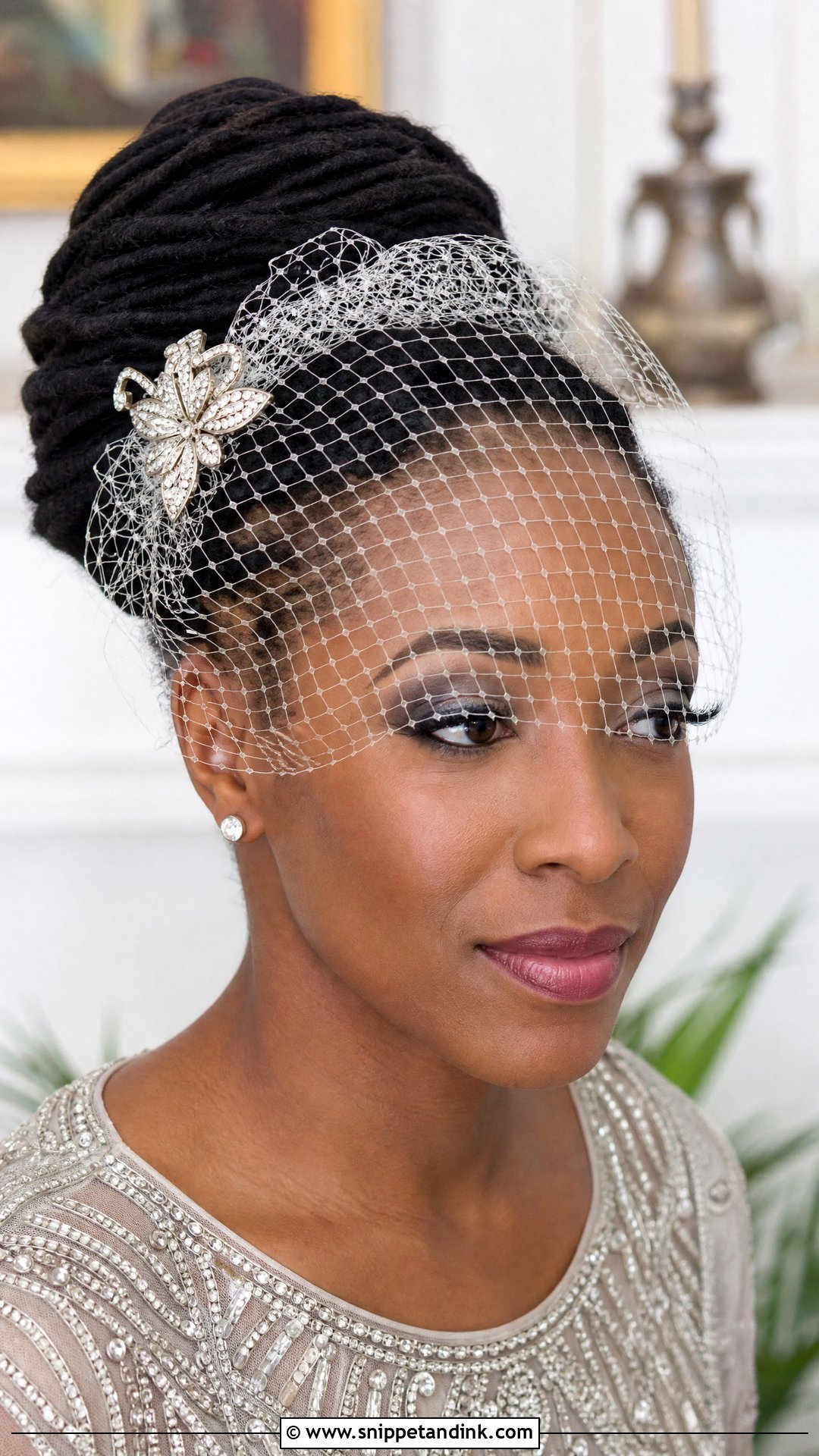 Loc Updo With Birdcage Veil - Snippet and Ink - 20 Loc Bridal Hairstyles