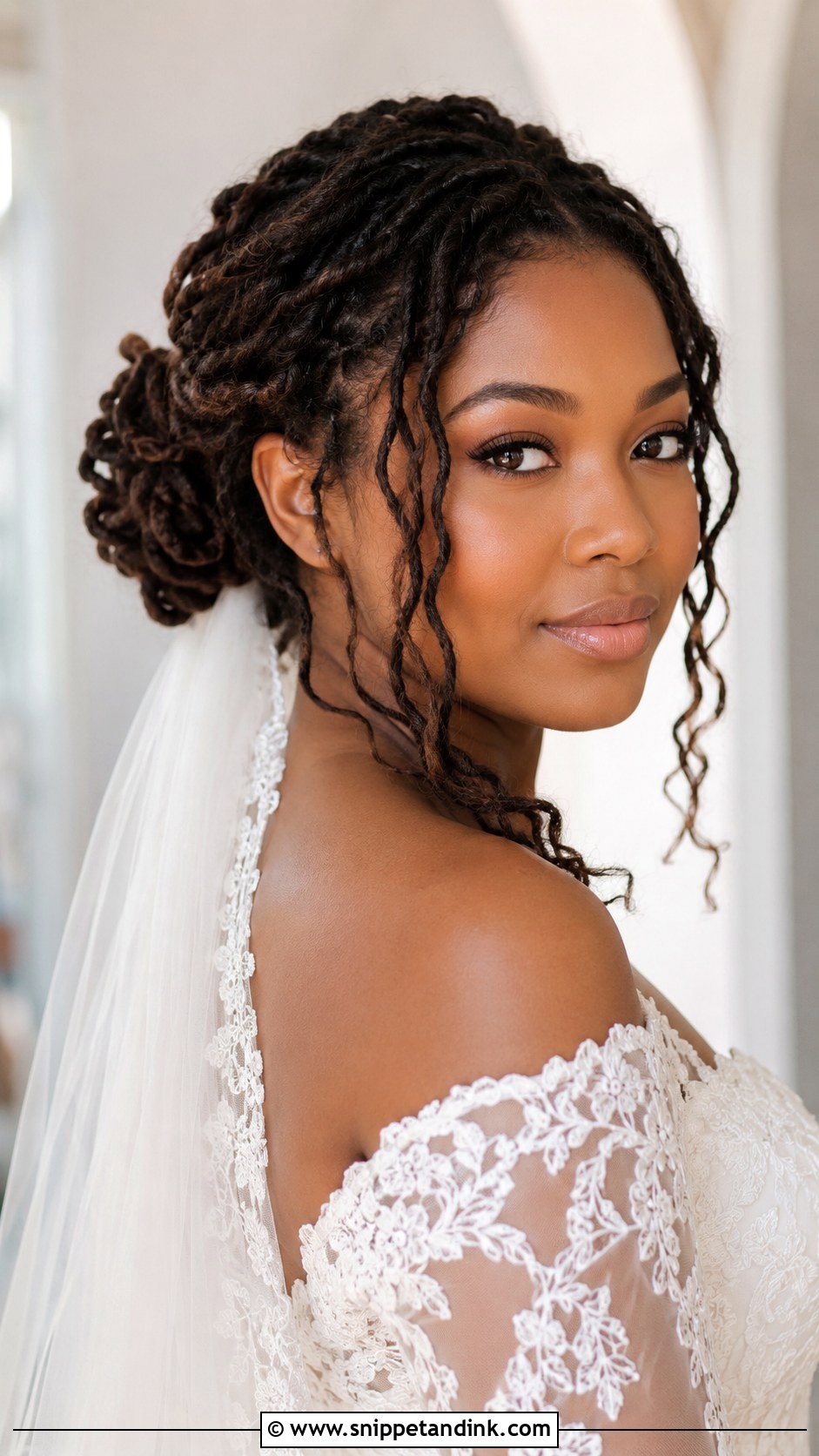 Loc Updo With Face Framing Pieces - Snippet and Ink - 20 Loc Wedding Hairstyles Brides