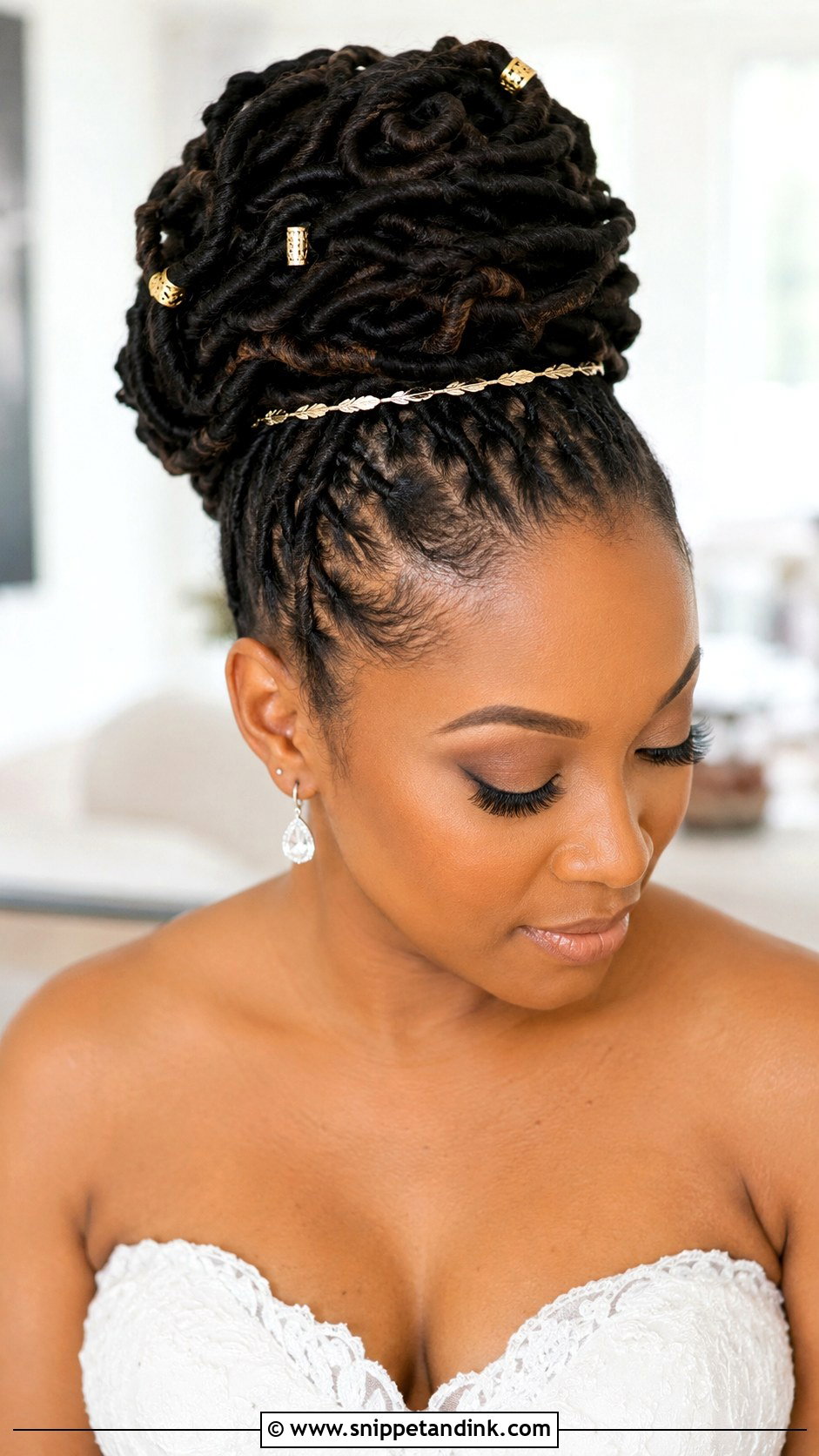Loc Updo With Gold Accessories - Snippet and Ink - 25 Natural Bridal Hairstyles Black Women