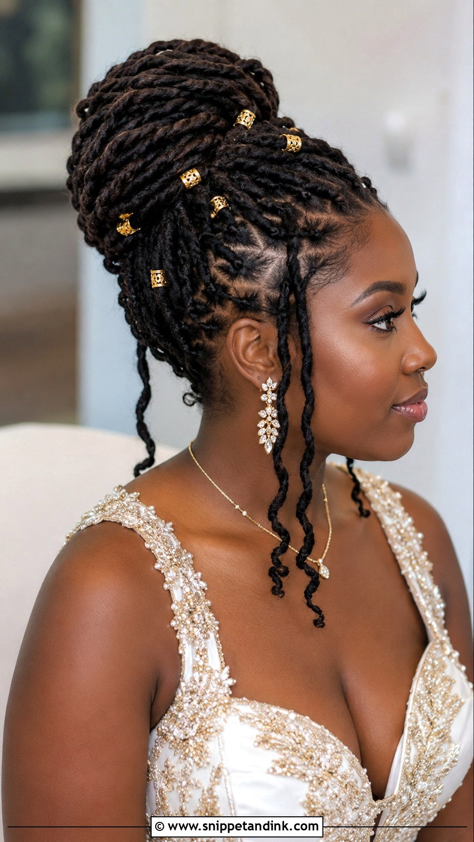 Loc Updo With Gold Cuffs - Snippet and Ink - 25 Bridal Locs Hairstyles