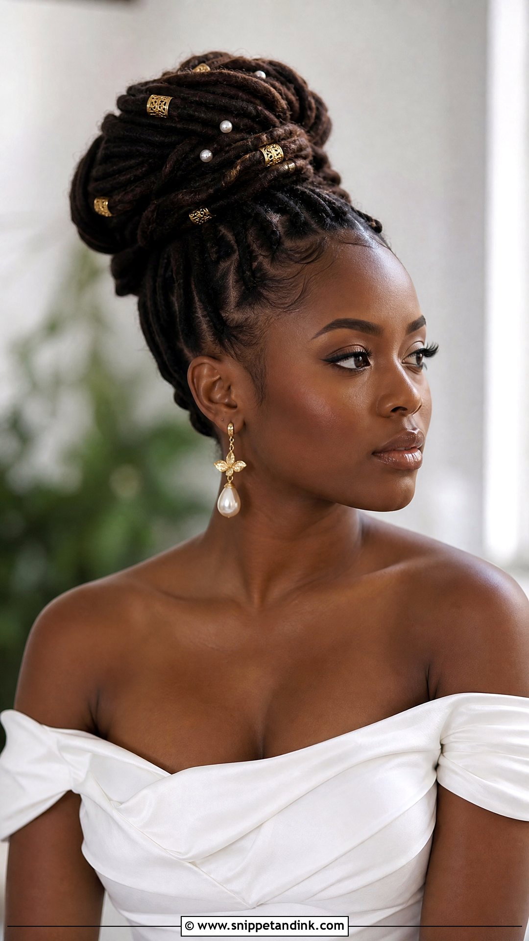 Loc Updo With Gold Cuffs - Snippet and Ink - 20 Loc Bridal Hairstyles
