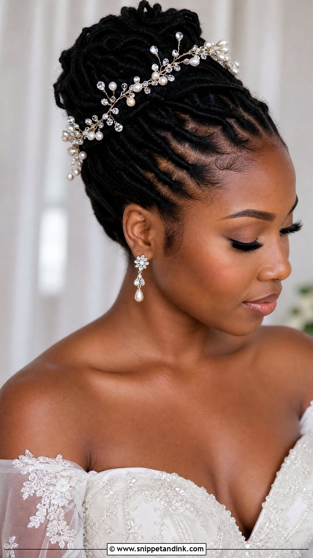Loc Updo With Hair Vine - Snippet and Ink - 20 Loc Bridal Hairstyles