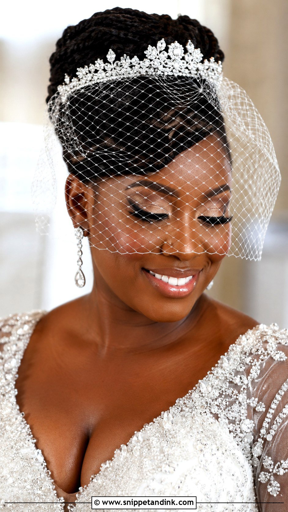 Loc Updo With Tiara - Snippet and Ink - 25 Bridal Locs Hairstyles