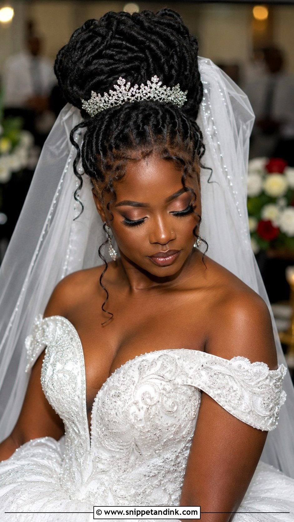 Loc Updo With Tiara - Snippet and Ink - 30 Dreadlock Wedding Hairstyles