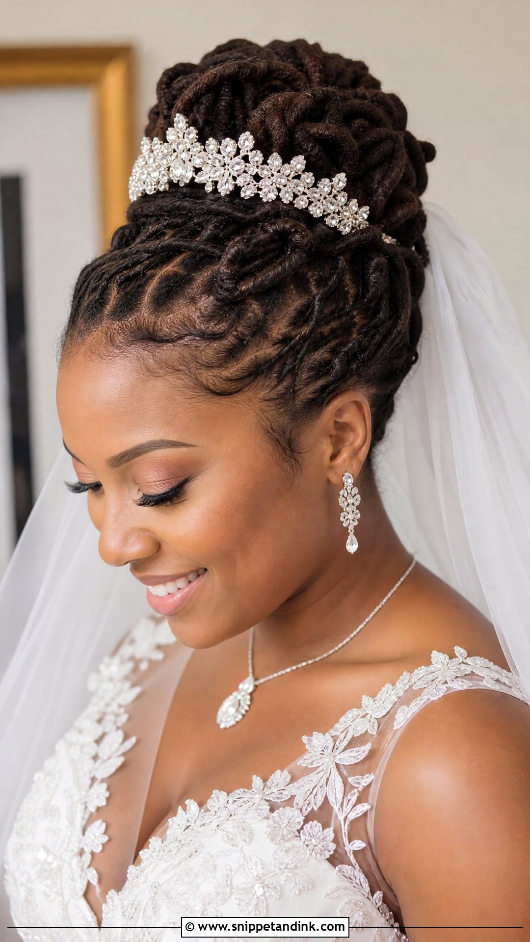 Loc Updo With Tiara - Snippet and Ink - 25 Bridal Dreadlock Hairstyles