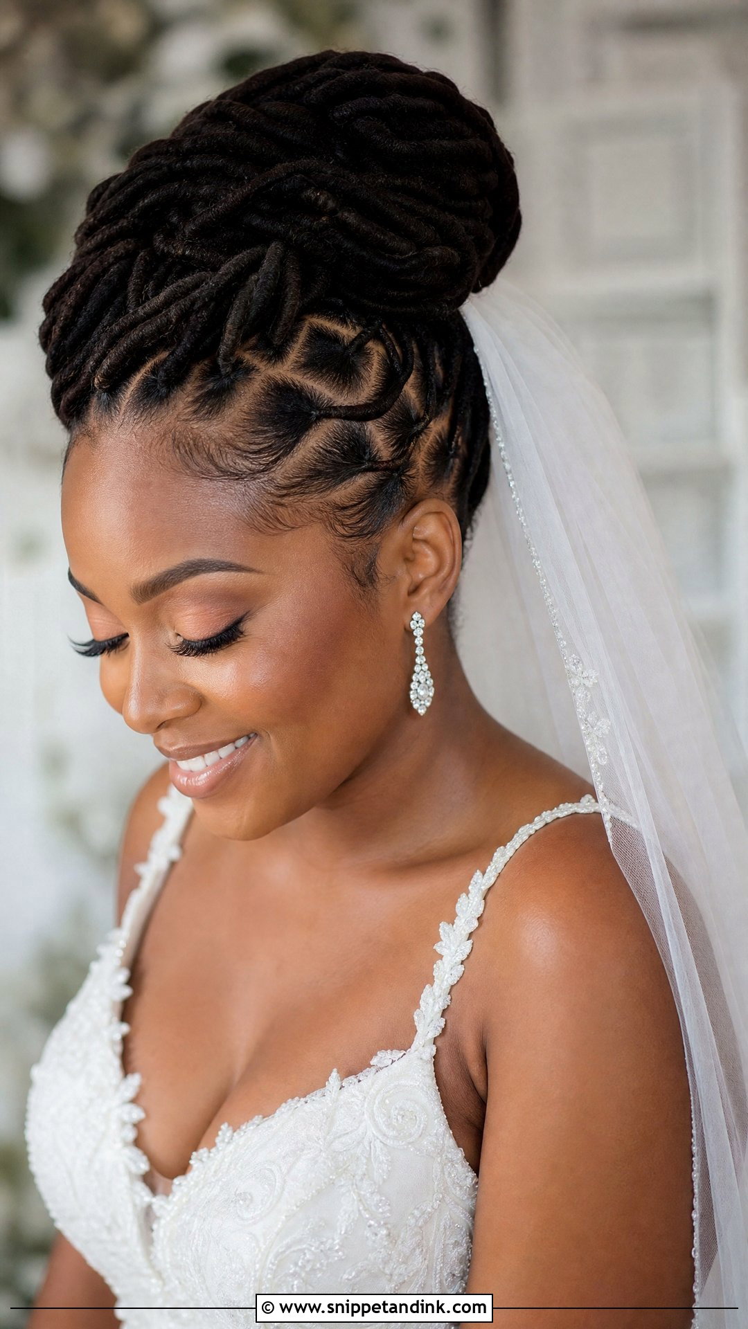 Loc Updo With Veil - Snippet and Ink - 20 Wedding Hairstyles for Locs