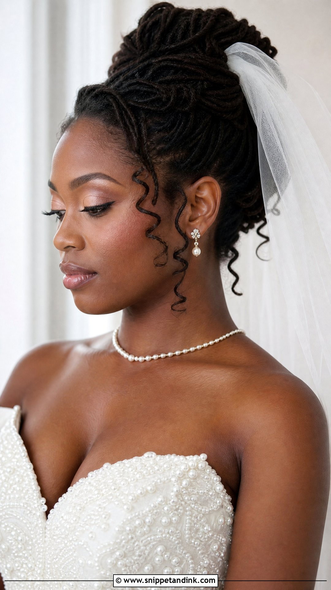 Loc Updo with Curls - Snippet and Ink - 20 Loc Wedding Hairstyles