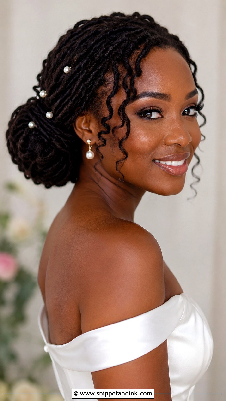 Loc Wedding Hairstyle With Pearls - Snippet and Ink - 20 Elegant Loc Styles Wedding Hairstyles
