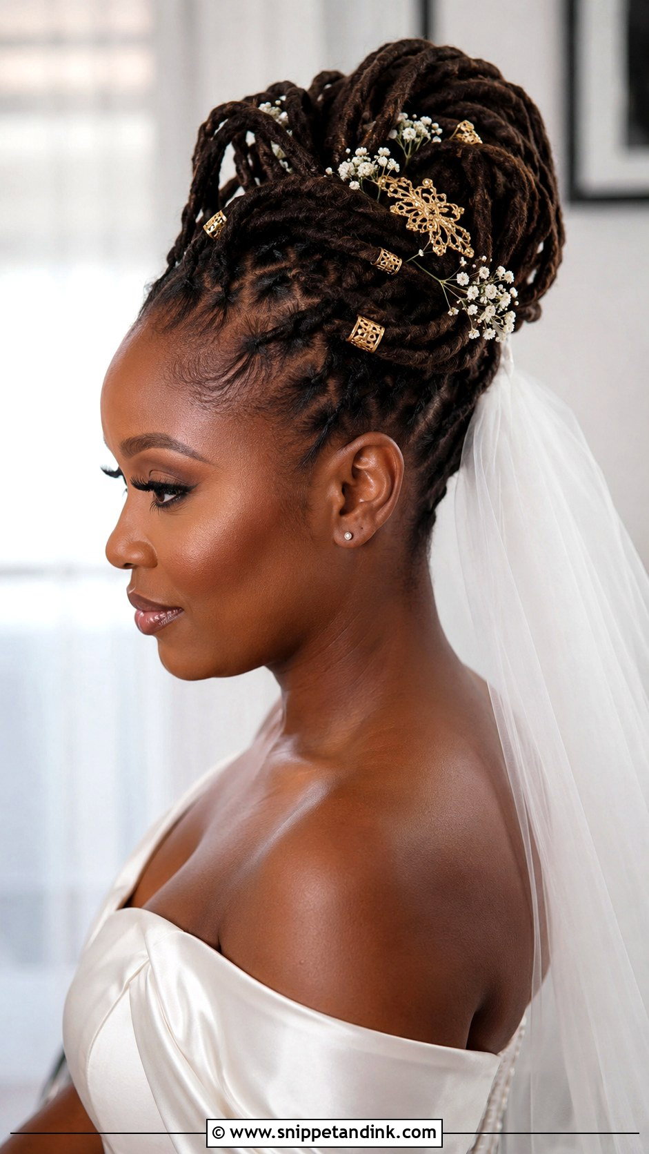 Loc Wedding Updo - Snippet and Ink - 15 Natural Hair Wedding Styles African American Black Bride