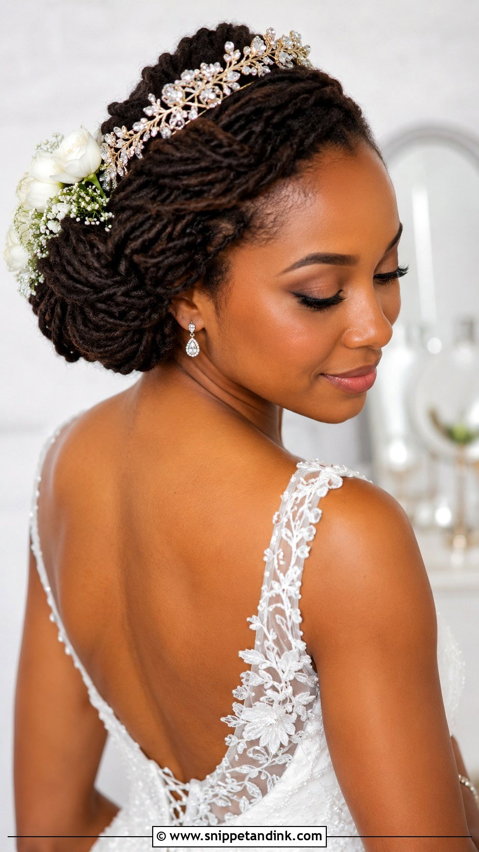 Locs Bridal Updo - Snippet and Ink - 25 Black Hair Wedding Styles