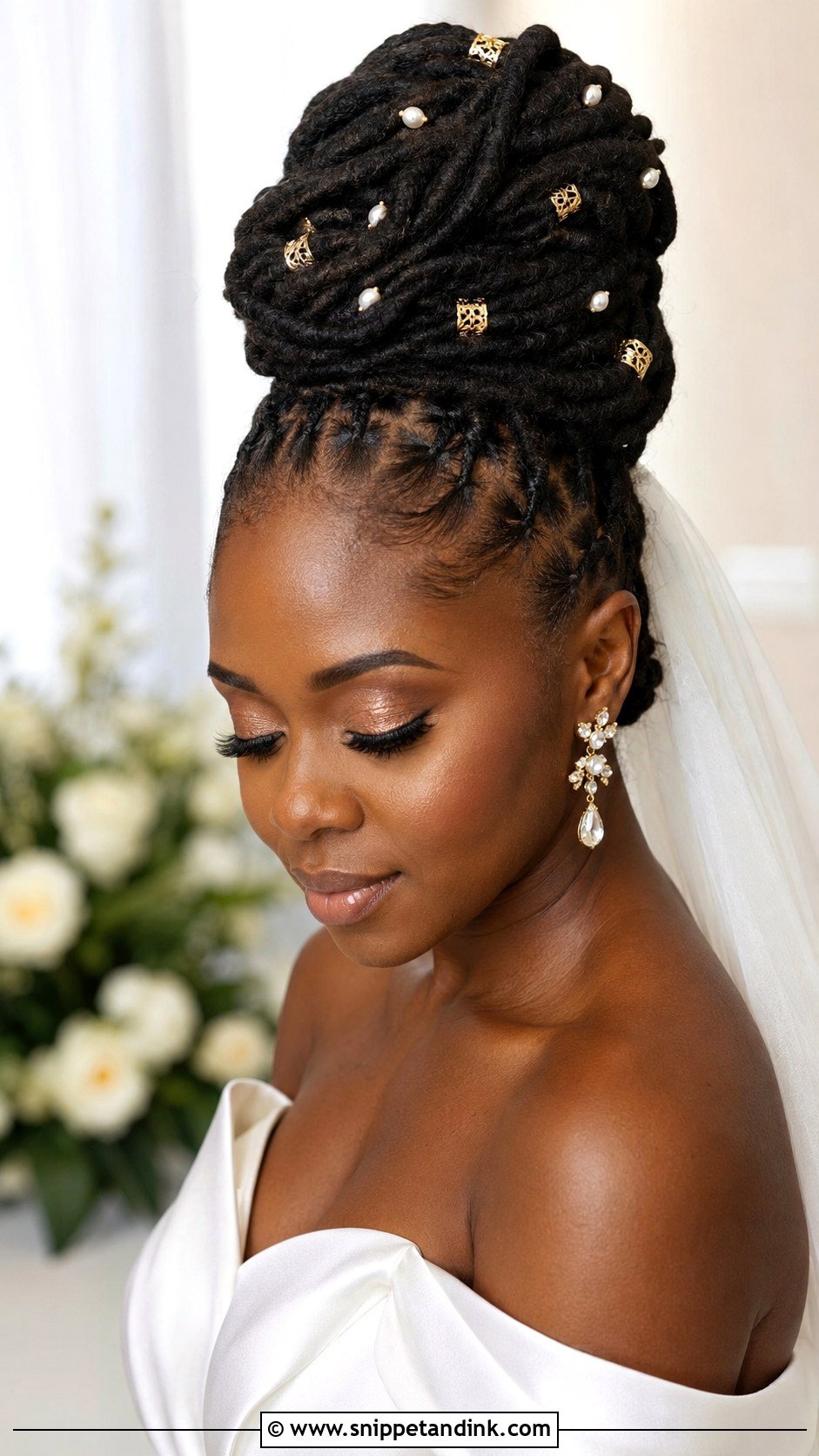 Locs Bridal Updo - Snippet and Ink - 20 Black Hair Bridal Hairstyles