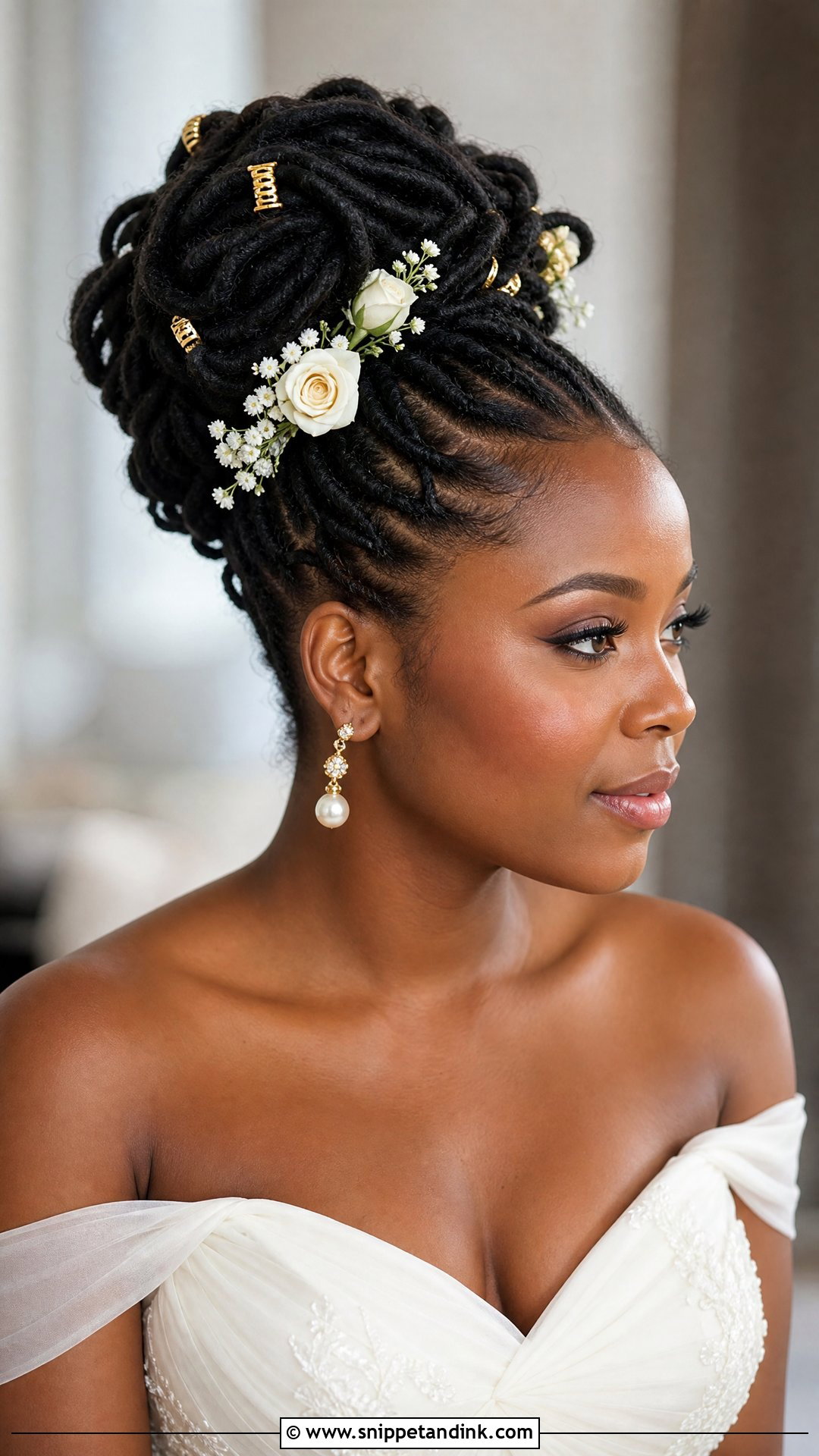 Locs Updo Bridal Hairstyle - Snippet and Ink - 20 African Bridal Hairstyles