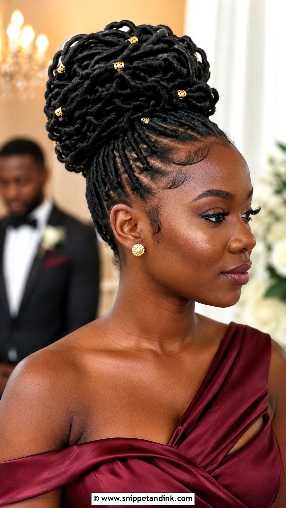 Locs Updo Wedding Hairstyle - Snippet and Ink - 20 Black Wedding Hairstyles for Bridesmaids