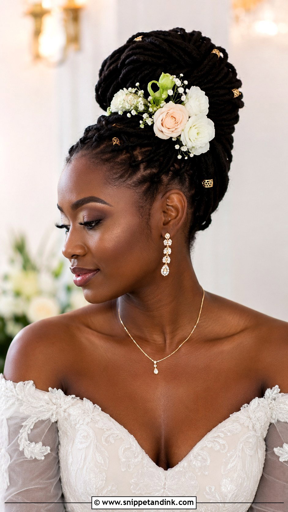 Locs Updo for Brides - Snippet and Ink - 25 Black Wedding Hairstyles for Bride