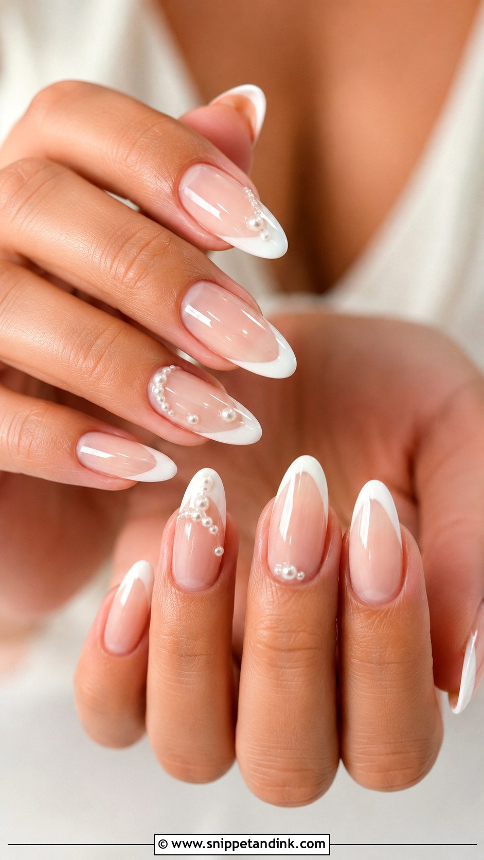 Long Almond Wedding Nails - Snippet and Ink - 20 Almond Wedding Nail Inspo for Bride Ideas