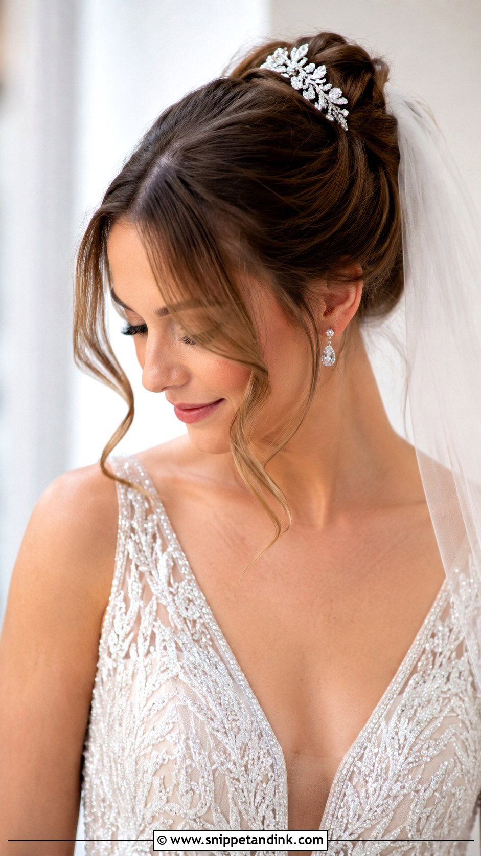 Long Bangs With French Twist - Snippet and Ink - 25 Wedding Hair Bangs Ideas