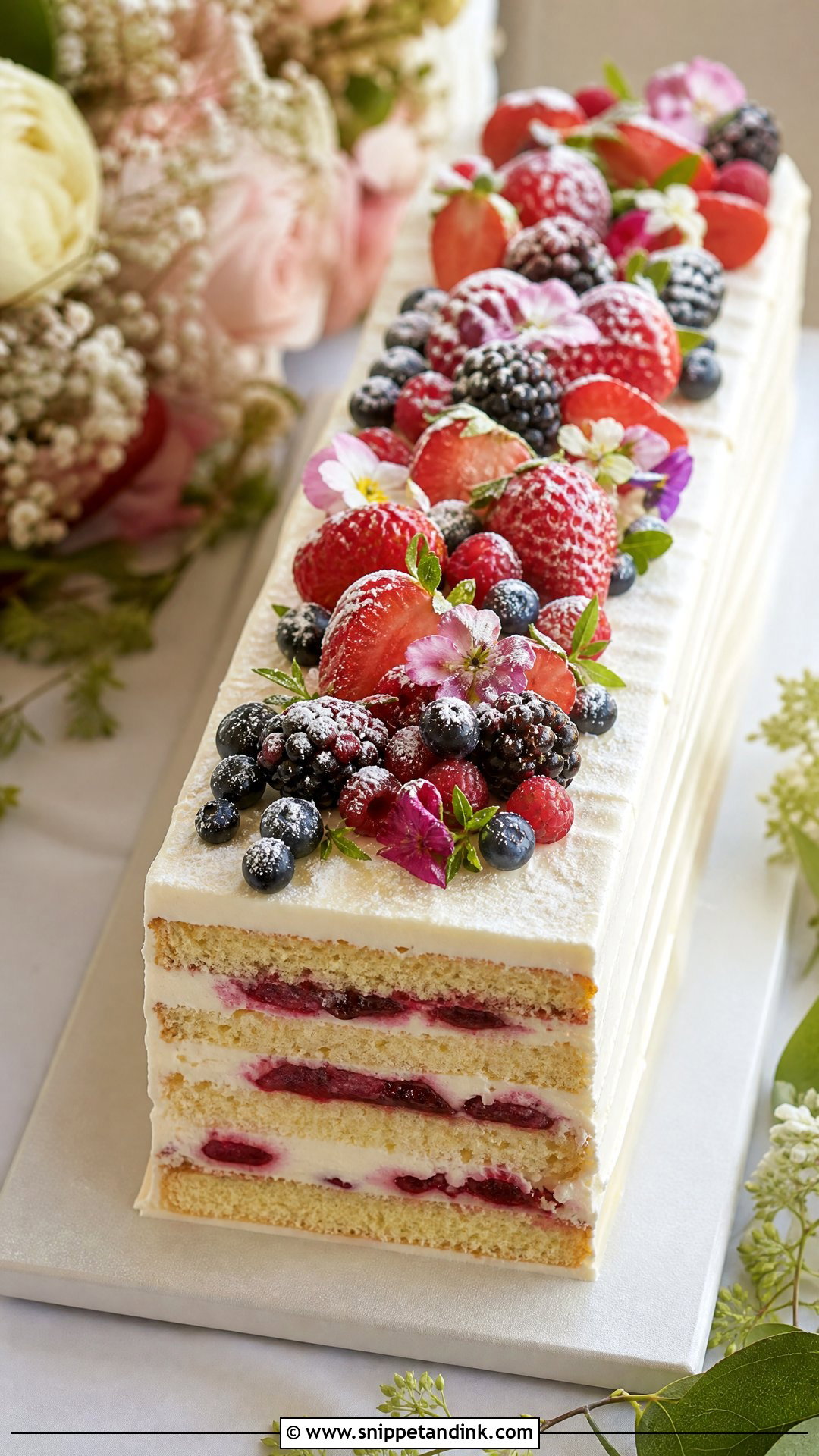 Long Berry Wedding Cake - Snippet and Ink - 20 Long Wedding Cake Ideas