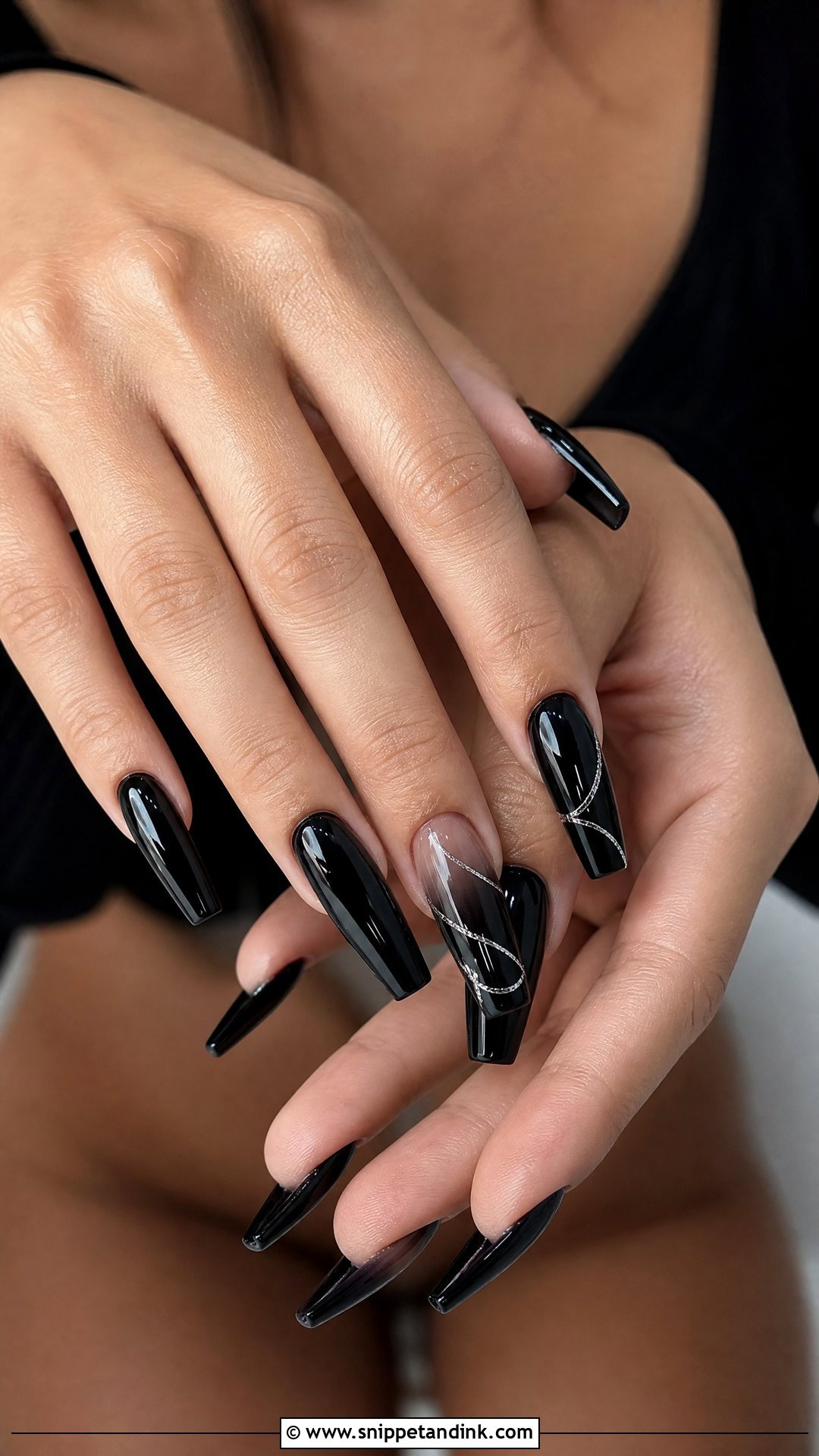 Long Black Bridal Nails - Snippet and Ink - 25 Black Bridal Nails