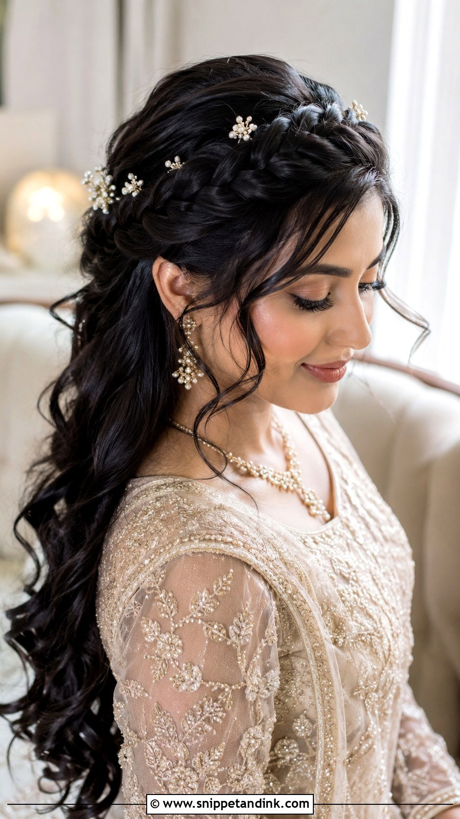 Long Black Hair Braided Crown Wedding Hairstyle - Snippet and Ink - 15 Wedding Hairstyles for Long Black Hair