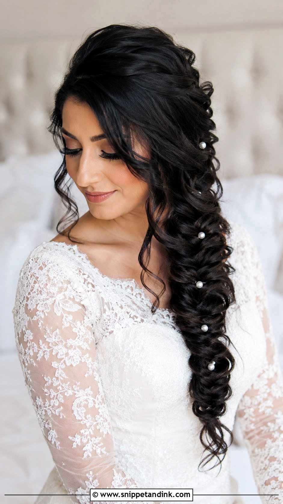 Long Black Hair Fishtail Braid Wedding Hairstyle - Snippet and Ink - 15 Wedding Hairstyles for Long Black Hair